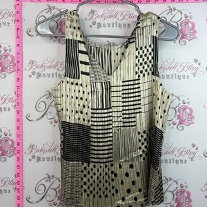 Jaipur tank top pleated dotted Black & Cream Patterned Pleated Camisole